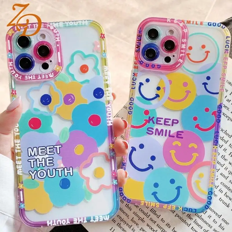 

Cartoon Clear Phone Case for Iphone 13 11 12 Pro Max X Xs Max Xr Se2020 7 8 Plus Graffiti Love Lens Protection Phone Cover