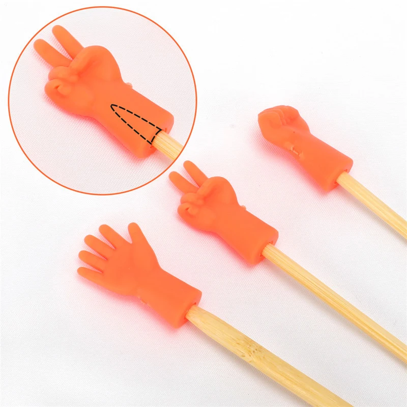 

DIY Weave Knitting Anti-off Non-slip Needle Tip Stopper Gesture Shape Sewing Knitting Needles Stitch Protectors Tail Buckle
