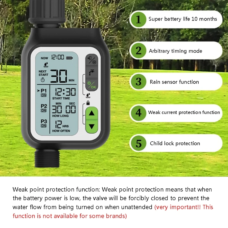 

Electronic Automatic Water Timer Garden Lawns Irrigation Controller Digital Intelligence Watering System LCD Waterproof