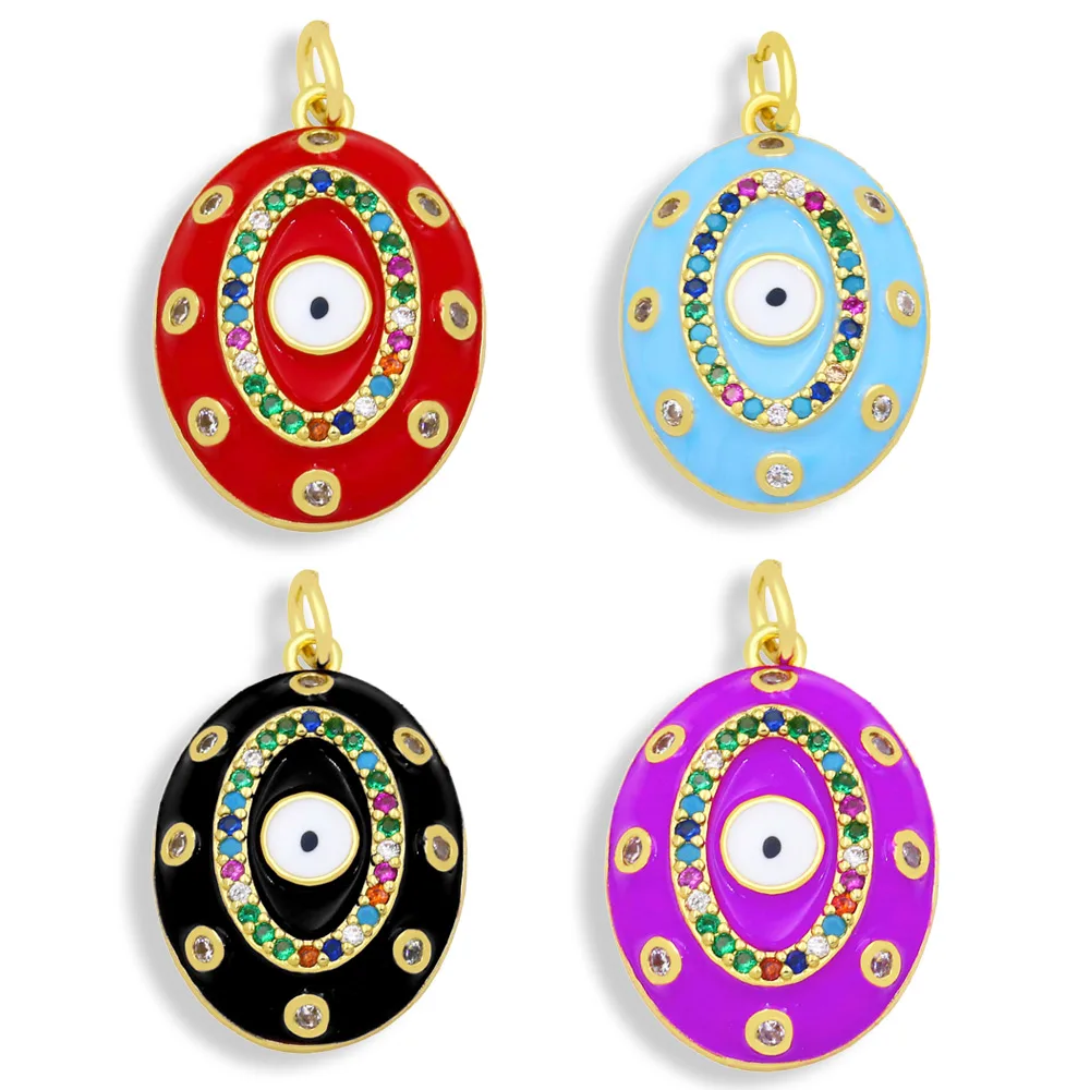 

OCESRIO Gold Plated Copper Greek Turkish Eye Enamel Pendants for a Necklace Cubic Zirconia Accessories for Jewelry pdta527