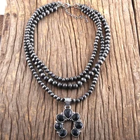 rh fashion boho jewelry 3 layer gray drawing ccb black stone moon pendant necklaces women bohemia necklace gift dropship