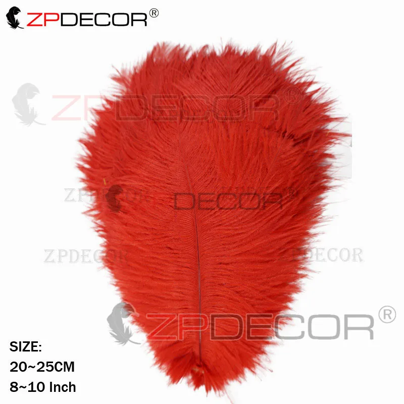 ZPDECOR Красивые 20-25 см/8-10 дюймов страусиные перья для рукоделия ювелирных изделий для свадебной вечеринки - Цвет: Красный