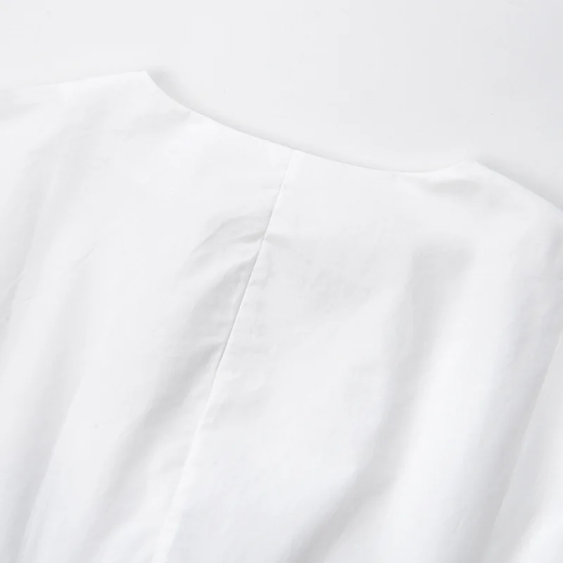 

2021 Women Shirt Dresses White V-Neck Mini Long Sleeve Spring Summer Cotton Casual Robes Vestidos Elegant Office Lady Clothes