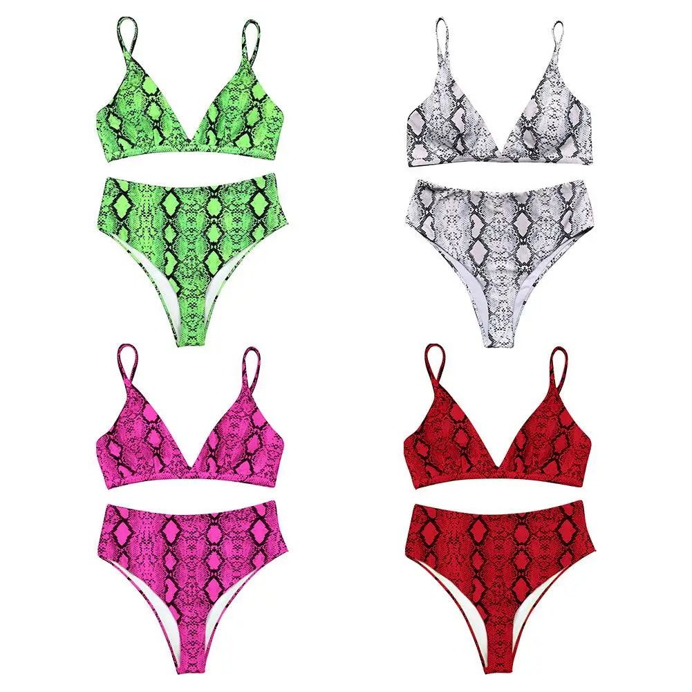 

2020 сексуальные женские купальники, женские купальники, купальный костюм, женское бикини с лямкой на шее и змеиной кожей, пляжная одежда, бик...