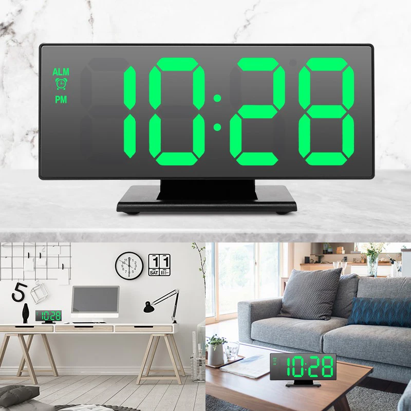 Будильник Светодиодный ные цифровые часы многофункциональные зеркальные с