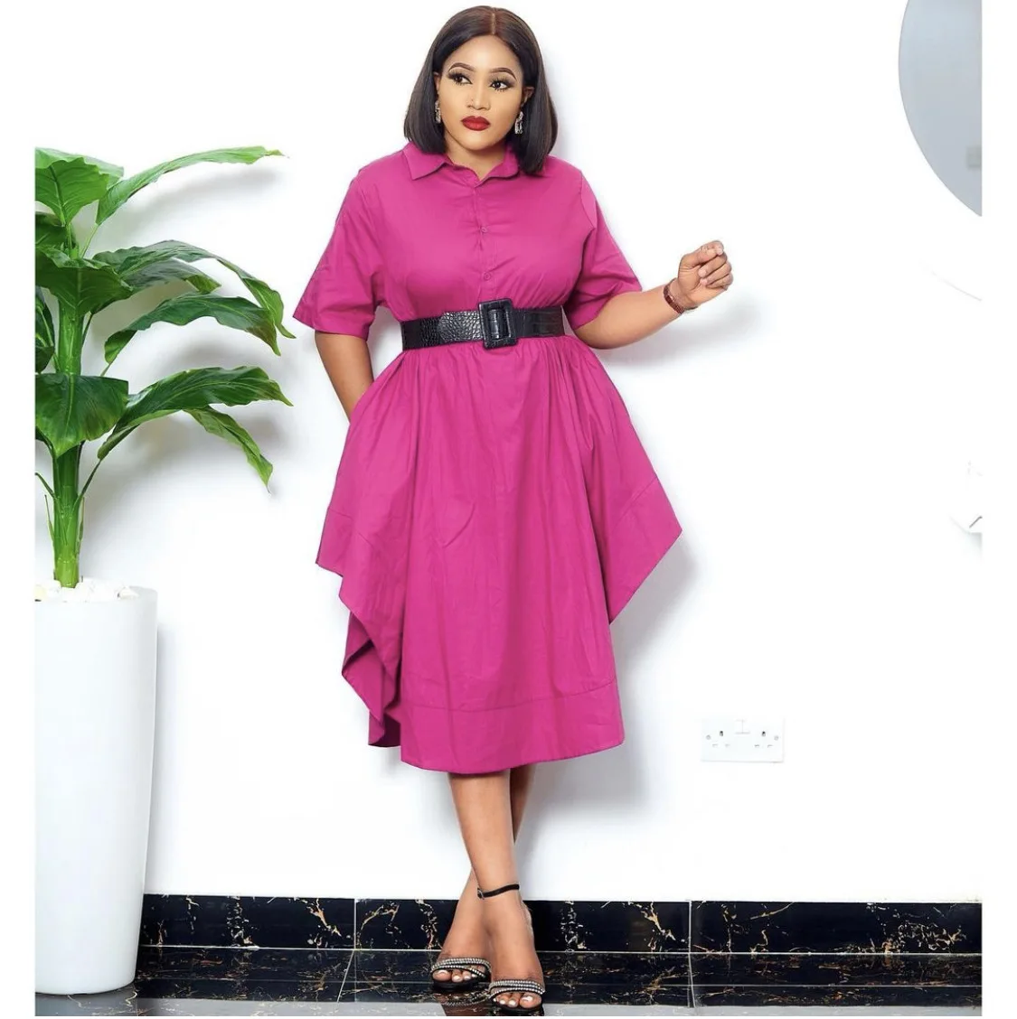 

Summer Fashion Style African Women Green Rose Red Color Plus Size Dress African Clothes African Dresses for Women