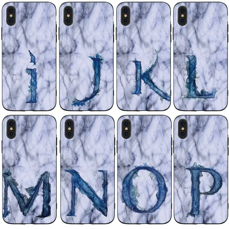 Мягкий силиконовый чехол для телефона с изображением RKQ серого мрамора синего