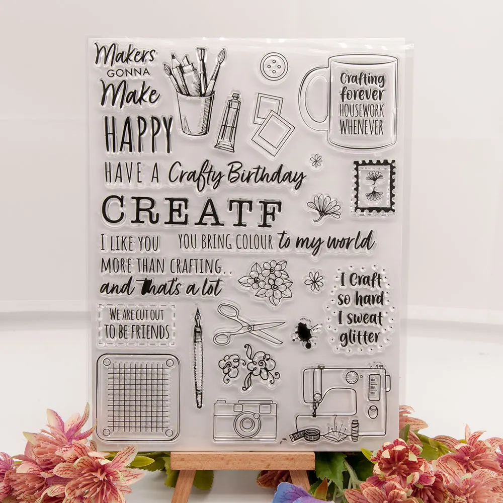 

KLJUYP Happy a Crafty Birthday Clear Stamps Scrapbook Paper Craft Clear stamp scrapbooking09112
