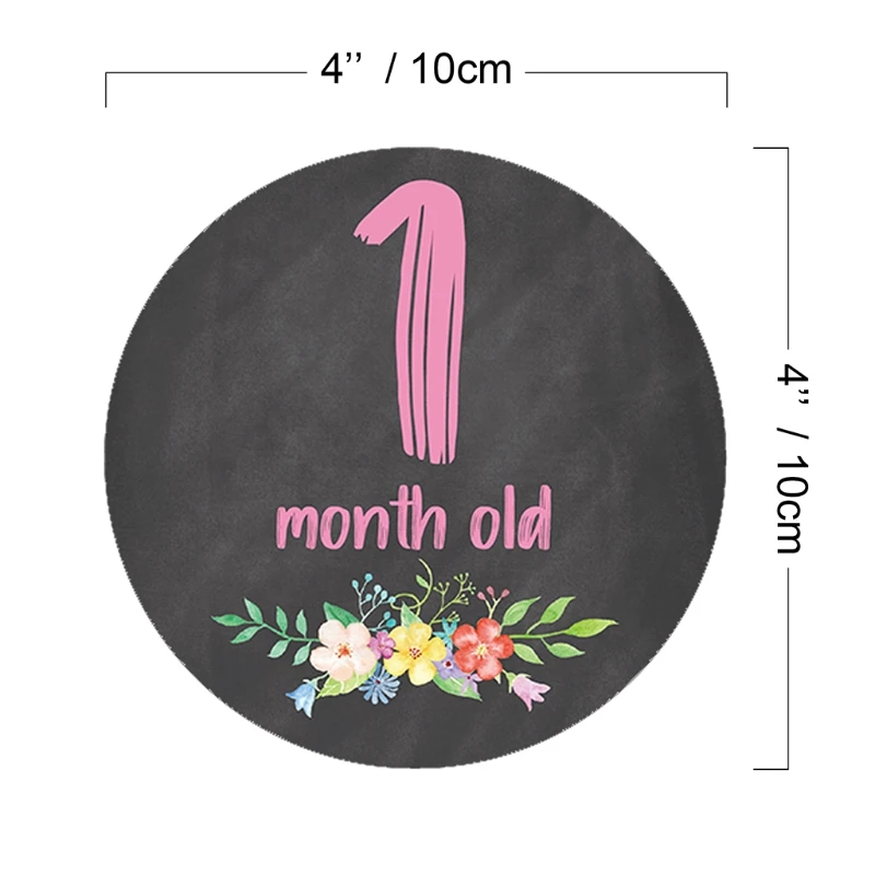 D0AF-pegatinas mensuales florales para beb&eacute;s, calcoman&iacute;as de recuerdo, 12 piezas, accesorios-5