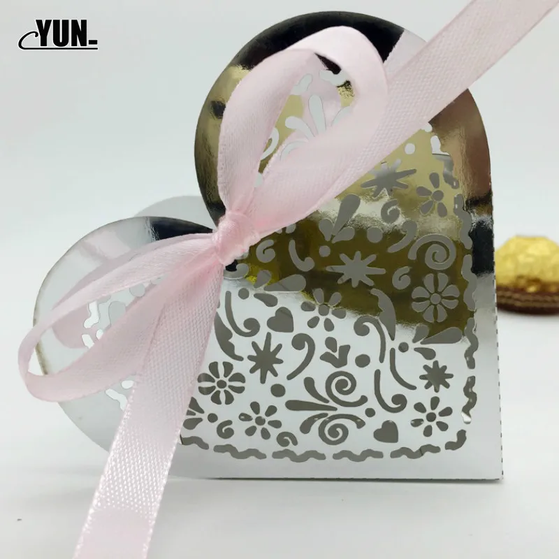 50/10 шт. выдалбливают любящее сердце лазерная резка Бумага конфеты Коробки