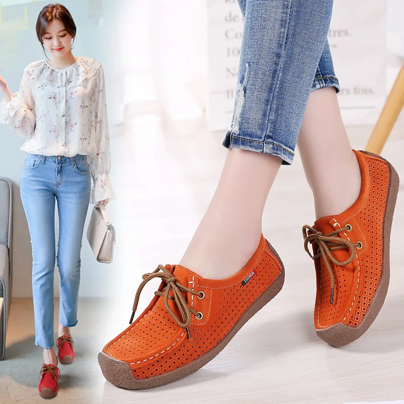 

Woman Shoes 2020 Summer Mocasines Mujer Casual Flat Shoes Women Solid Outside Sapatos Feminino Zapatos Mujer Plataforma Lace-Up