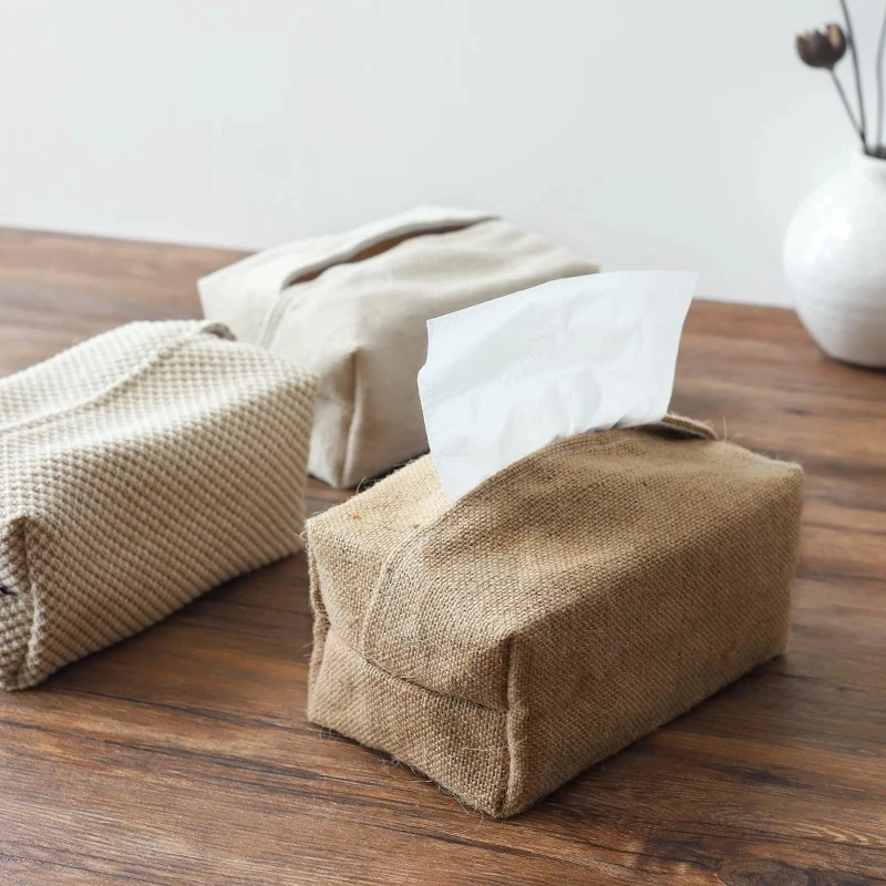 Linen Fabric Tissue Case Cover Box Holder Rectangle Container Home Car Towel Napkin Papers Bag Pouch Chic Table Decoration | Дом и сад
