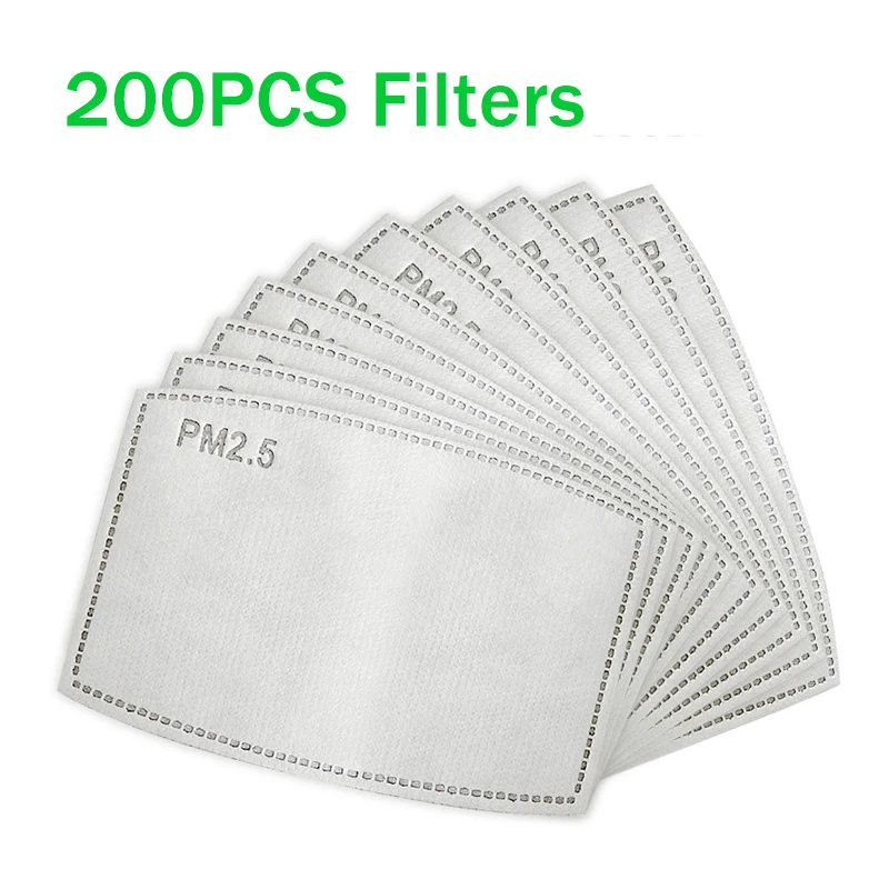 

200pcs Filters Pm25 with 6pcs Masks Reusable Mask for Face with Filter Gasket Protective for Adult Filtro Mascarilla