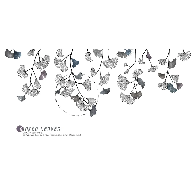 

Creative Gingko Leaf Wall Stickers Dormitory Layout Bedroom Decal Living Room Sofa Backdrop Aesthetic Decoration Mural