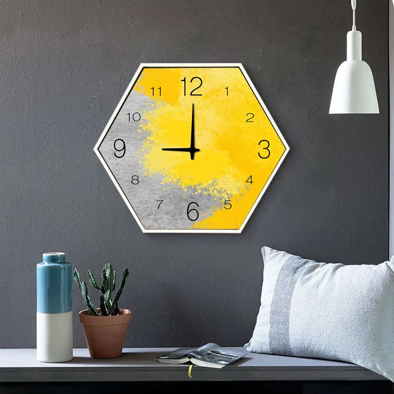 Большие простые настенные часы с геометрическим рисунком современные бесшумные