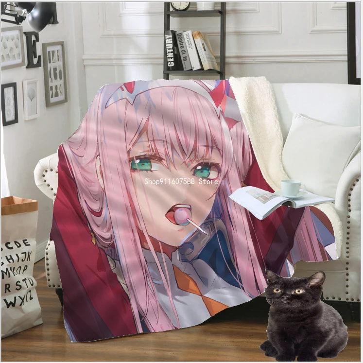 

3D Print Anime Darling In The Franxx Blanket Zero Two Fleece Travel Quilt Sofa Keep Warm Throw Plush Blankets Bedspread B121-01