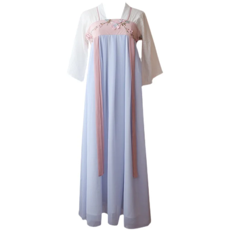 

Adult Hanfu Ancient Style Embroidered Dress Loose Chinese Style Elegant Fairy Swing Chiffon Long Dress Female
