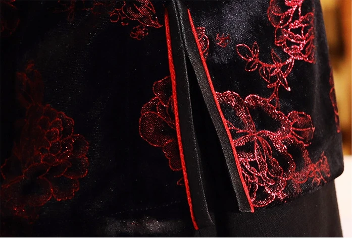 Китайский традиционный стиль осень зима бархат cheongsam женский короткий параграф семь точек рукав принт Тан костюм рубашка
