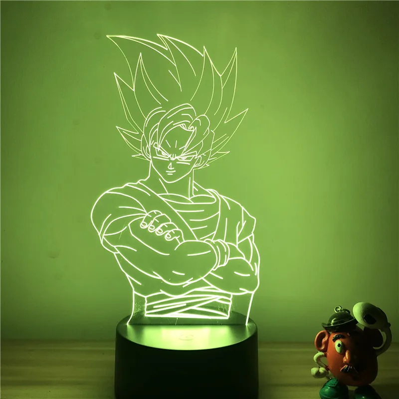 3D светодиодный ночной Светильник Dragon Ball Z Goku Super Saiyan, экшн-фигурка, 7 цветов, сенсорная Оптическая иллюзия, настольная лампа, режим украшения дома