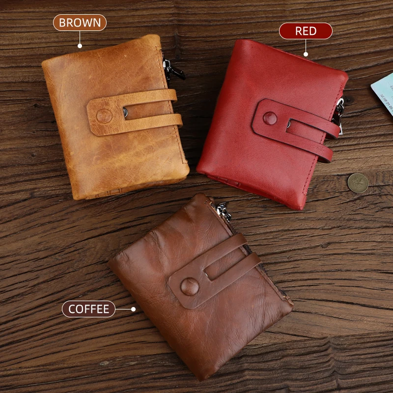 2021 Fashion Wallet Genuine Leather Women'wallet Female Hasp Double Zipper Luxury Coin Purse ID Card Holder Unisex Slim Wallets