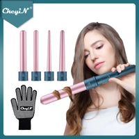 ckeyin 5 in 1 ceramic hair curling wand interchangeable professional curling iron set curling tongs hair curler rollers 9 32mm