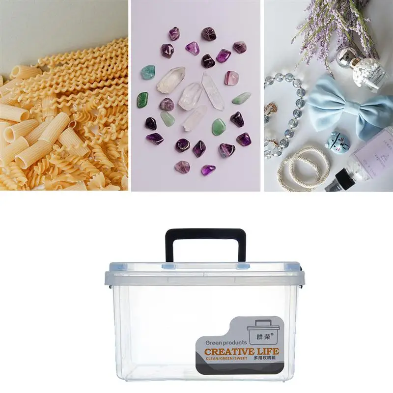 

Children's Toy Storage Box Plastic Cosmetic Case Handheld Box (Transparent)