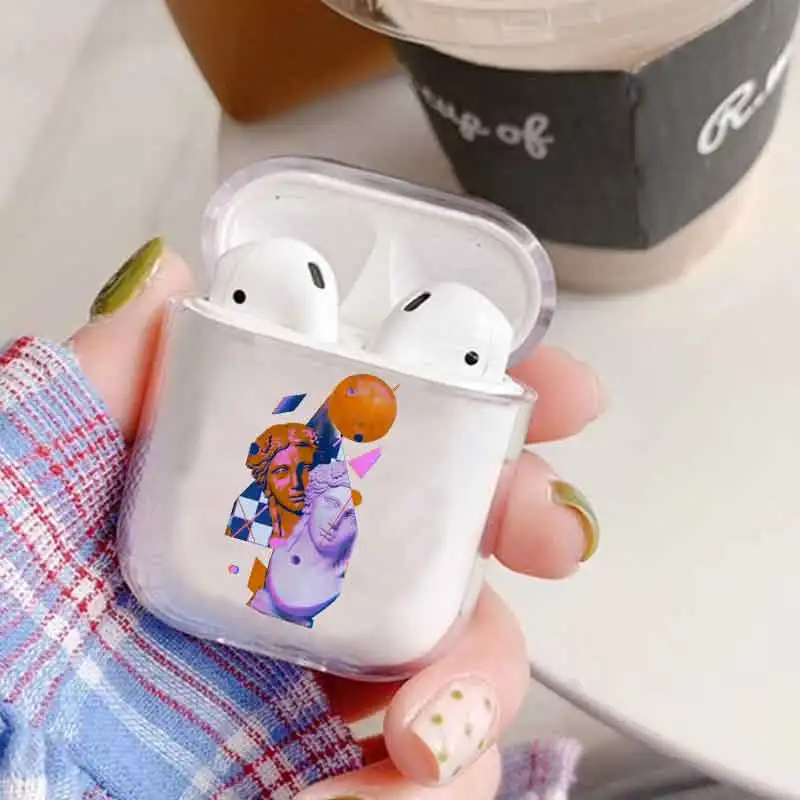 Прозрачный статуя Роскошный чехол для наушников для Airpods 1/2 мягкий чехол черный Художественный Стиль чехол для наушников s Чехол для Аксессуары для Airpods