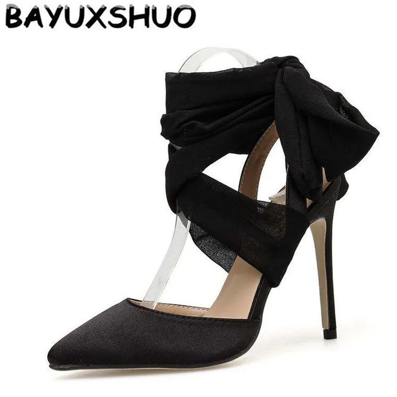 

Сандалии женские BAYUXSHUO, на высоком каблуке, с лентой, на шпильке, летние