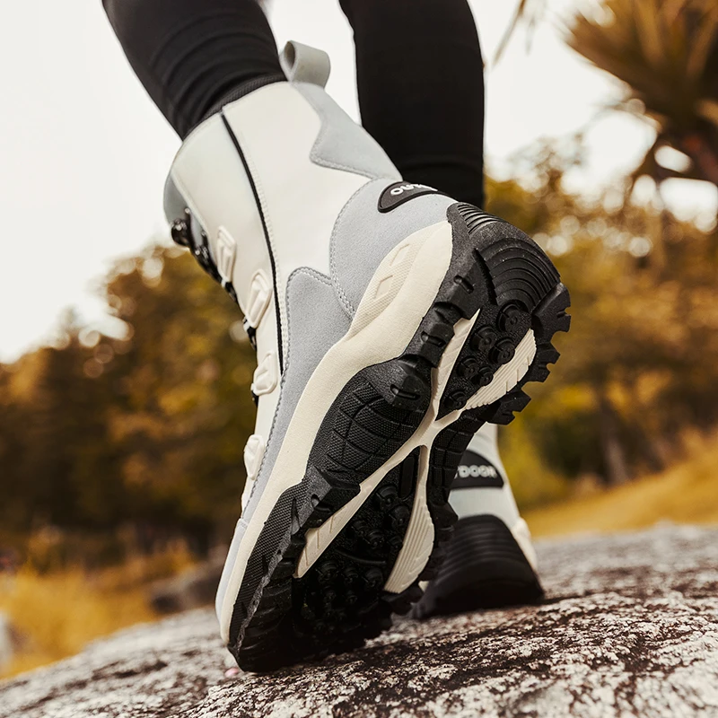 Зимние женские сапоги водонепроницаемые дышащие кожаные хлопковые для трекинга