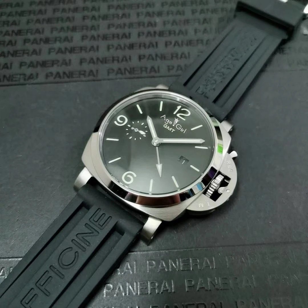 

Luxury Brand New Men Automatic Mechanical Sapphire Black Rubber Stainless Steel 3 Days GMT 1950 Watches Luminous 44mm