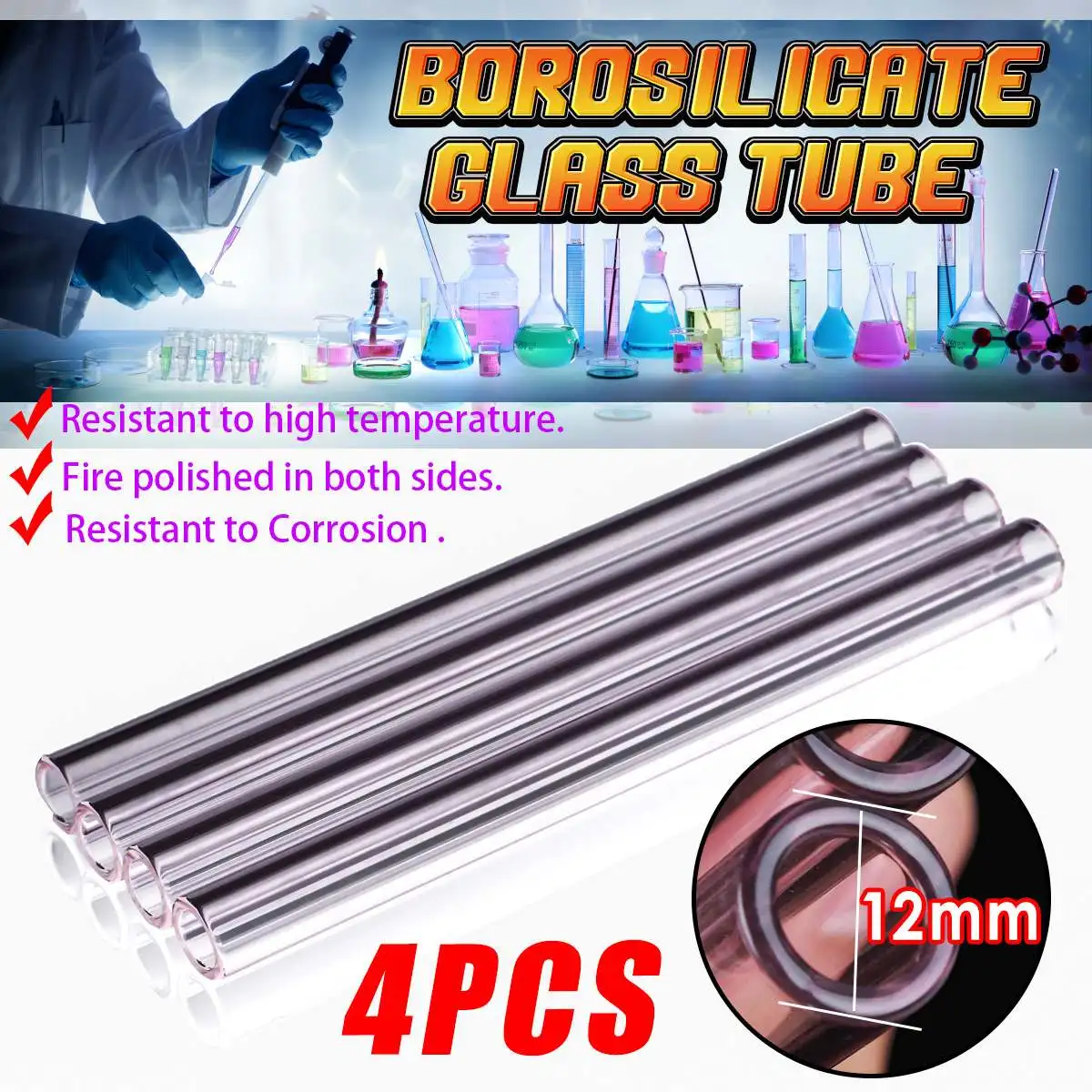 

Kicute 4Pcs Pink Glass Stirring Rod Tubing Borosilicate Pyrex Tube Coloured Pink Lilac Laboratory School Tools Glass Buret Mixer