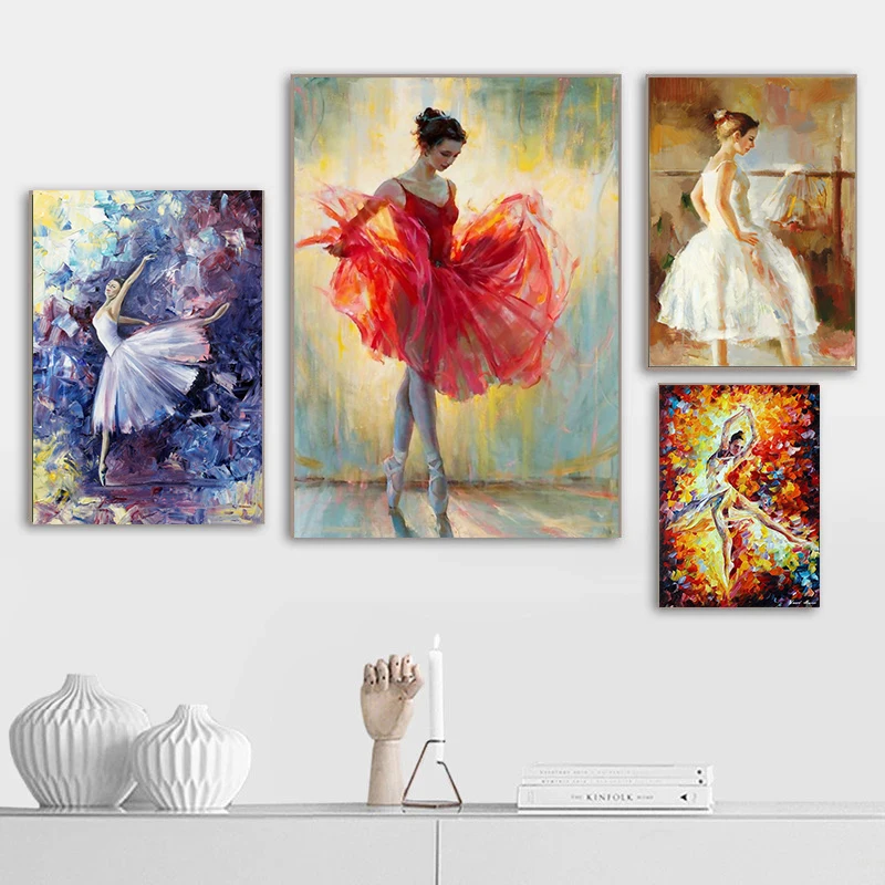 

Modern Abstract Vintage Ballerina Ballet Dancer Canvas Painting Posters and Prints Wall Art Pictures for Living Room Cuadros