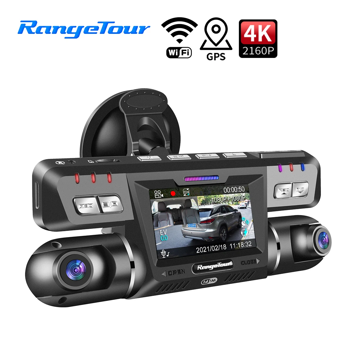 

Range Tour 4K 2160P Car DVR Dash Camera WiFi GPS ADAS For Taxi Bus Travel Camera Front and Cabin Dual Camera 1080P+1080P