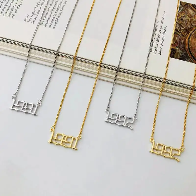 

Fashion free shipping Customized Numeric Year of Birthday 925 Sterling Silver Necklaces For Women/Men Pendant Jewelry Gift