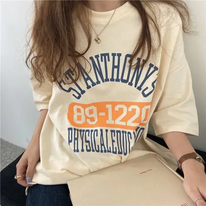 

Pure Cotton Short-sleeved T-shirt Women's Summer 2021 New Korean Version Loose Student All-match Print Top Women