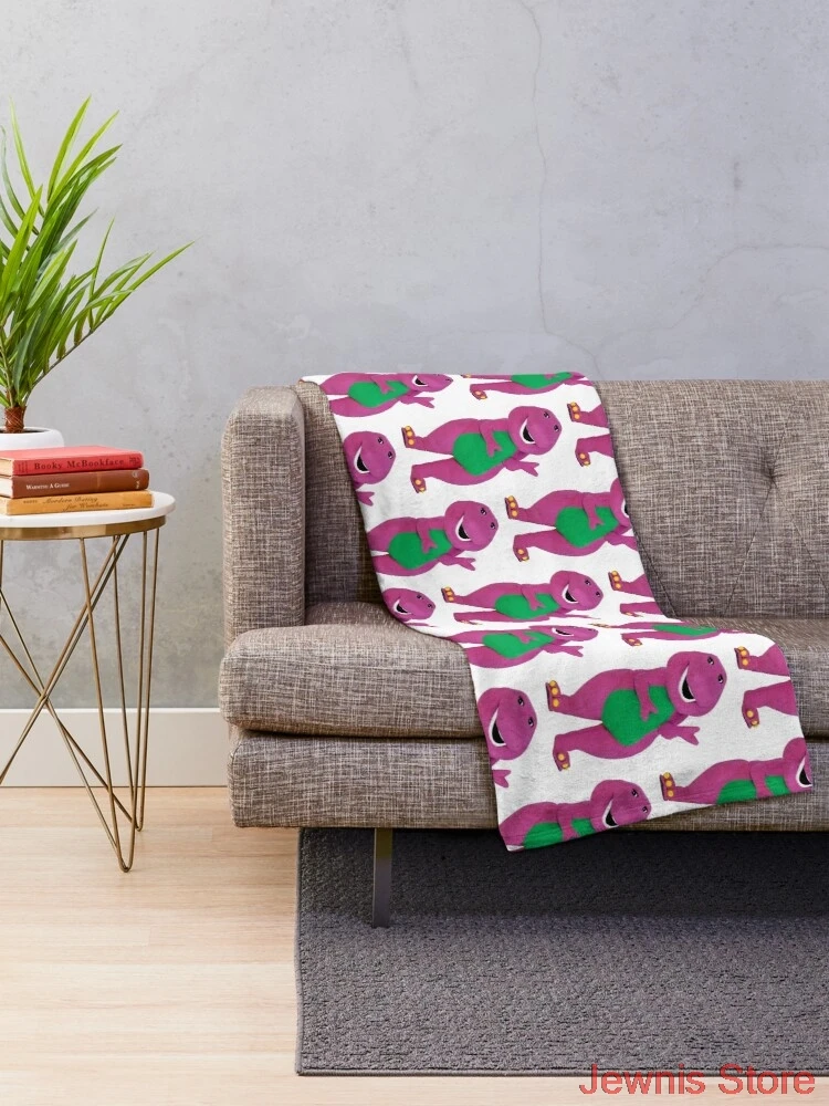 Barney The Dinosaur Throw Blanket Soft Warm Coral Fleece Plush Rug Piece Sofa Bed Knee blankets Boys Girls | Дом и сад