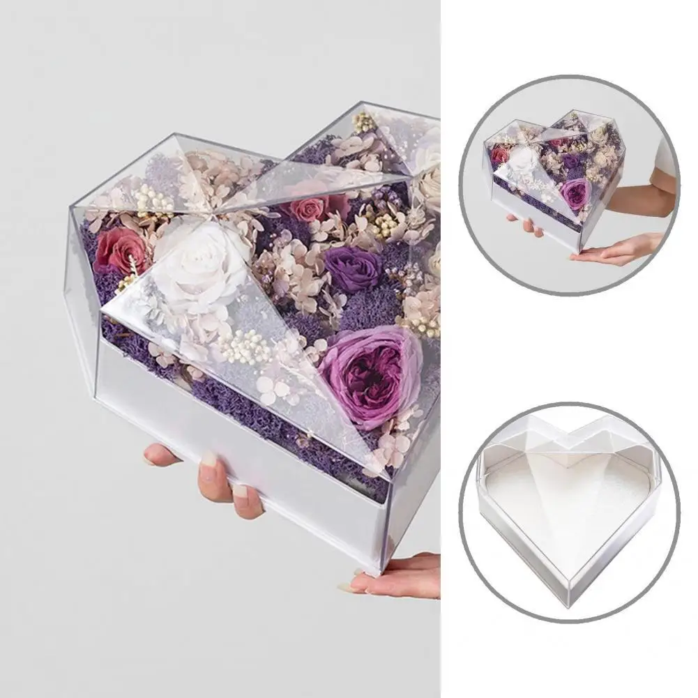 

Прозрачная коробка для цветов в форме сердца, прозрачная прочная романтическая акриловая коробка для подарков с цветами, упаковка/упаковоч...