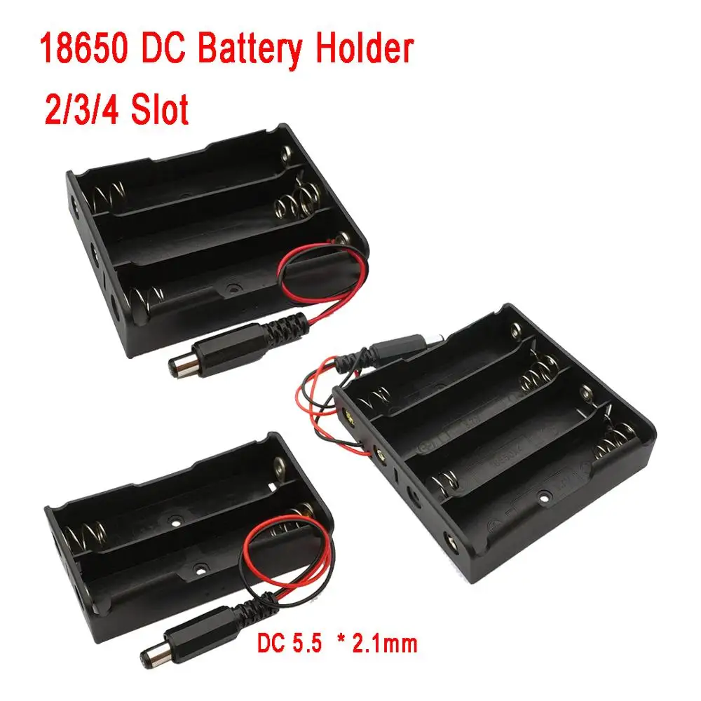 

1 Pcs New Black DIY 2x 3x 4x 18650 Battery Holder Storage Box Case With DC 5.5x2.1mm Power Plug Plastic + Meta