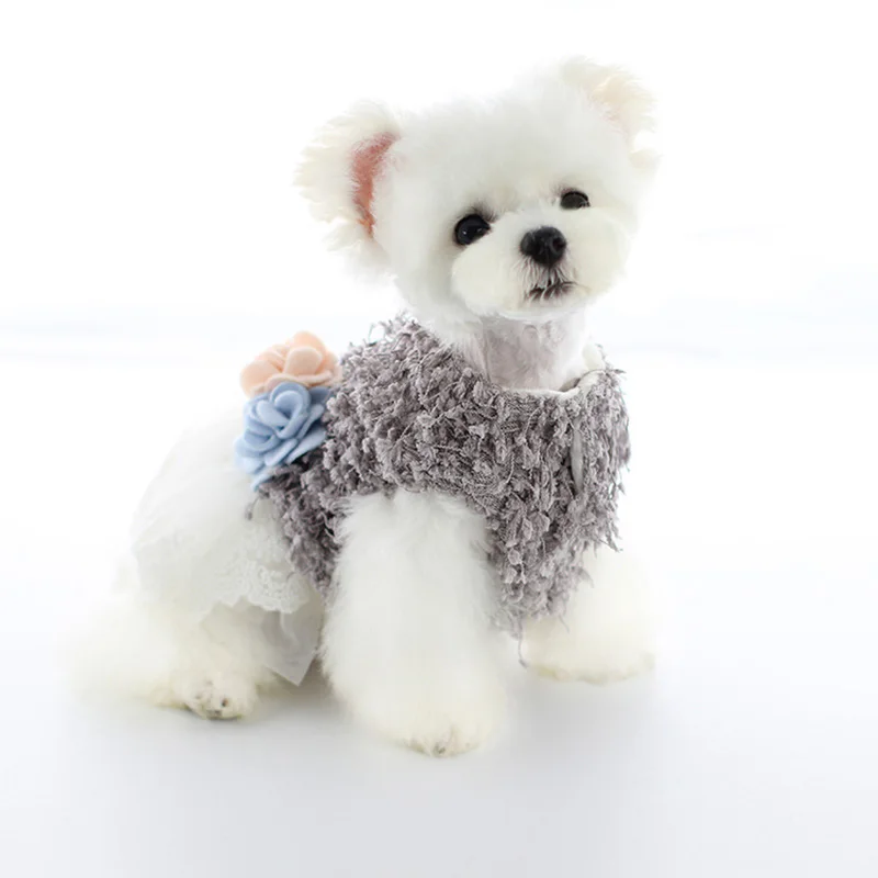 Кружевная юбка для домашних животных одежда собак зимнее теплое пальто куртка и