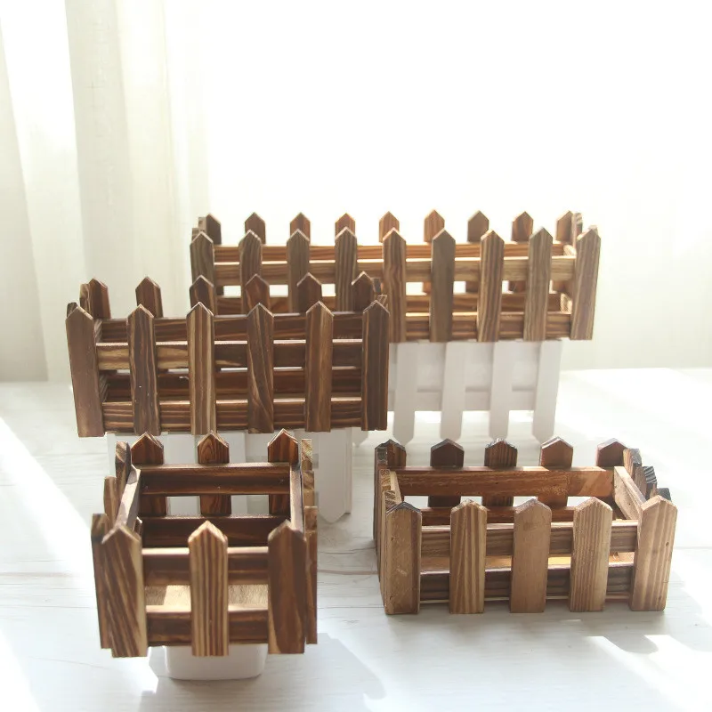 Деревенский стиль коричневый деревянный забор Цветочная корзина симпатичная