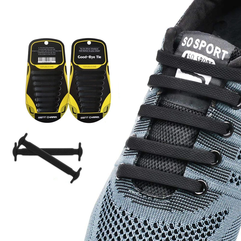 

Эластичные шнурки 16 шт., силиконовые, без завязывания, удобные креативные плоские уличные повседневные, для кроссовок, для ленивых
