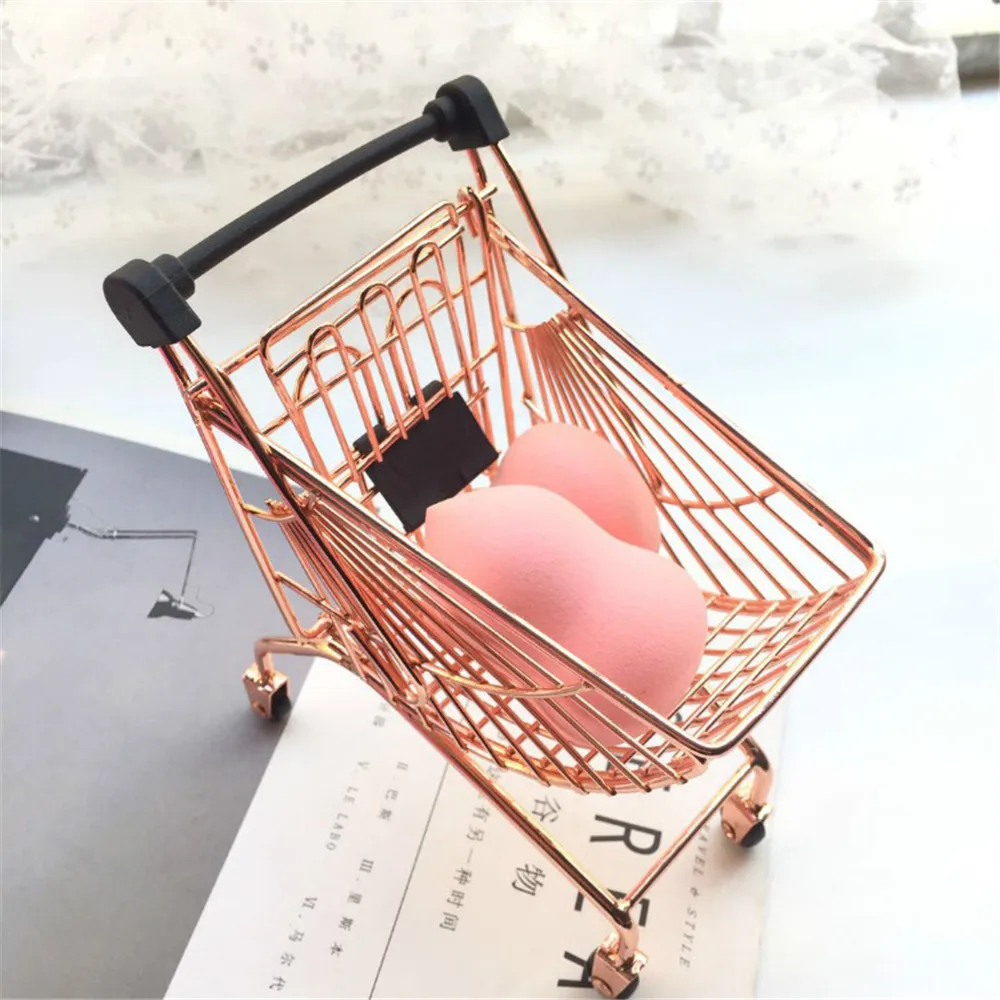 Миниатюрная Тележка для покупок из розового золота держатель ручек настольный