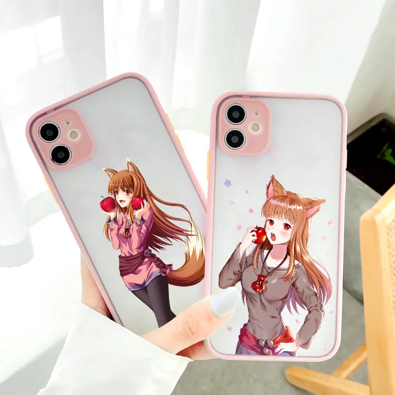 

Anime Spice and Wolf Phone Case Cover for iPhone 6s 7 8 plus SE 2020 XR X XS MAX 12 mini 11 Pro Max Pink Hard Shockproof Funda