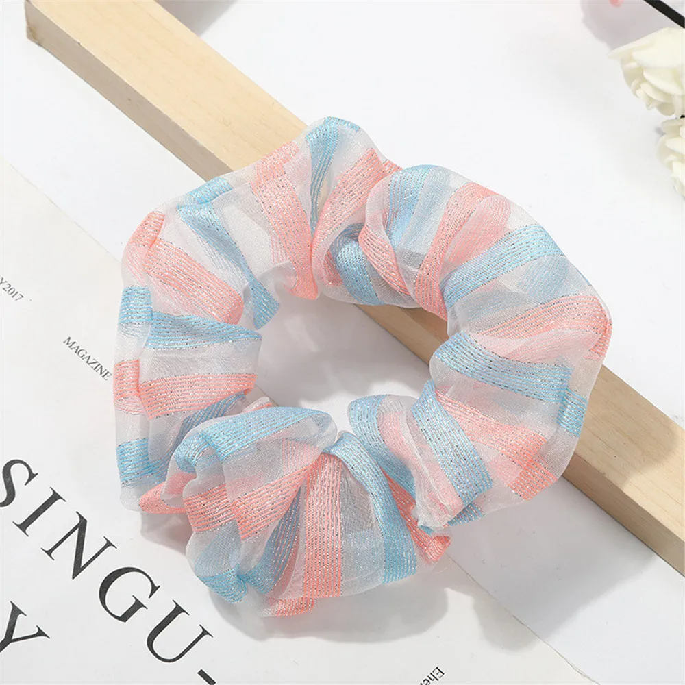 Рождественские резинки для девочек красочная Радужная ткань эластичные волос