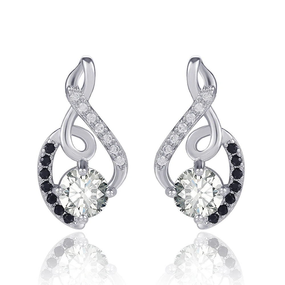 Huitan нежный Тип 8 серьги-гвоздики в форме снежного серьги с белыми и черными CZ