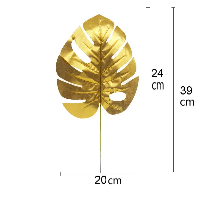 Gold leaves 24cm "Золотая серия" искусственные растения монстера пластиковые тропические Пальмовые Листья домашний сад Декор Аксессуары фотография Декор листья - Цвет: Gold leaves 24cm