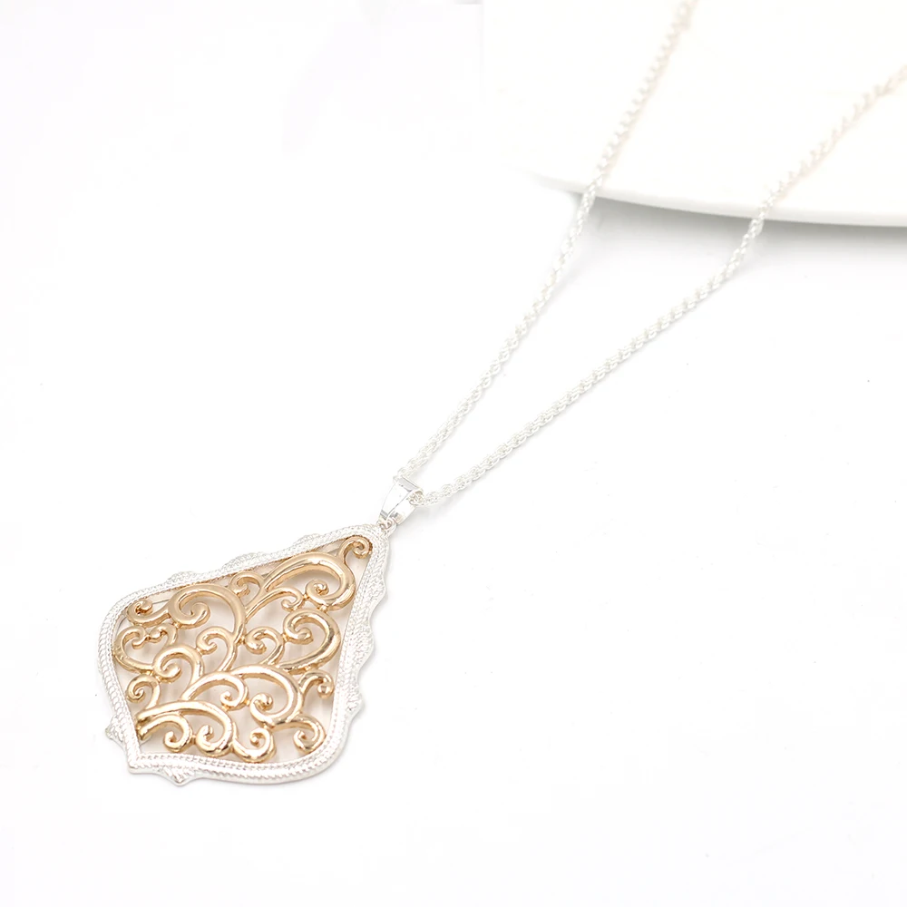 L GS Necklace Большие каплевидные висячие серьги многоцветные филигранные Висячие серьги для женщин модные ювелирные изделия - Окраска металла: L GS Necklace