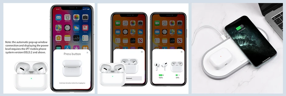 Беспроводные наушники HOCO TWS True с Bluetooth V5.0, сенсорным управлением и шумоподавлением для наушников iOS/Android