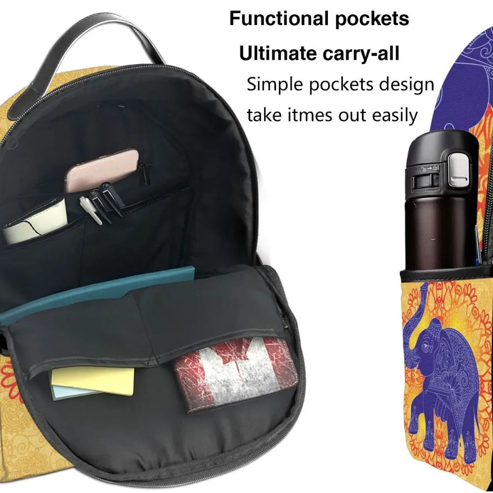 

Fashion backpack 2021 shoulder bags Indian Elephant With Ethnic Border school bags for teenage girls light travel backpack