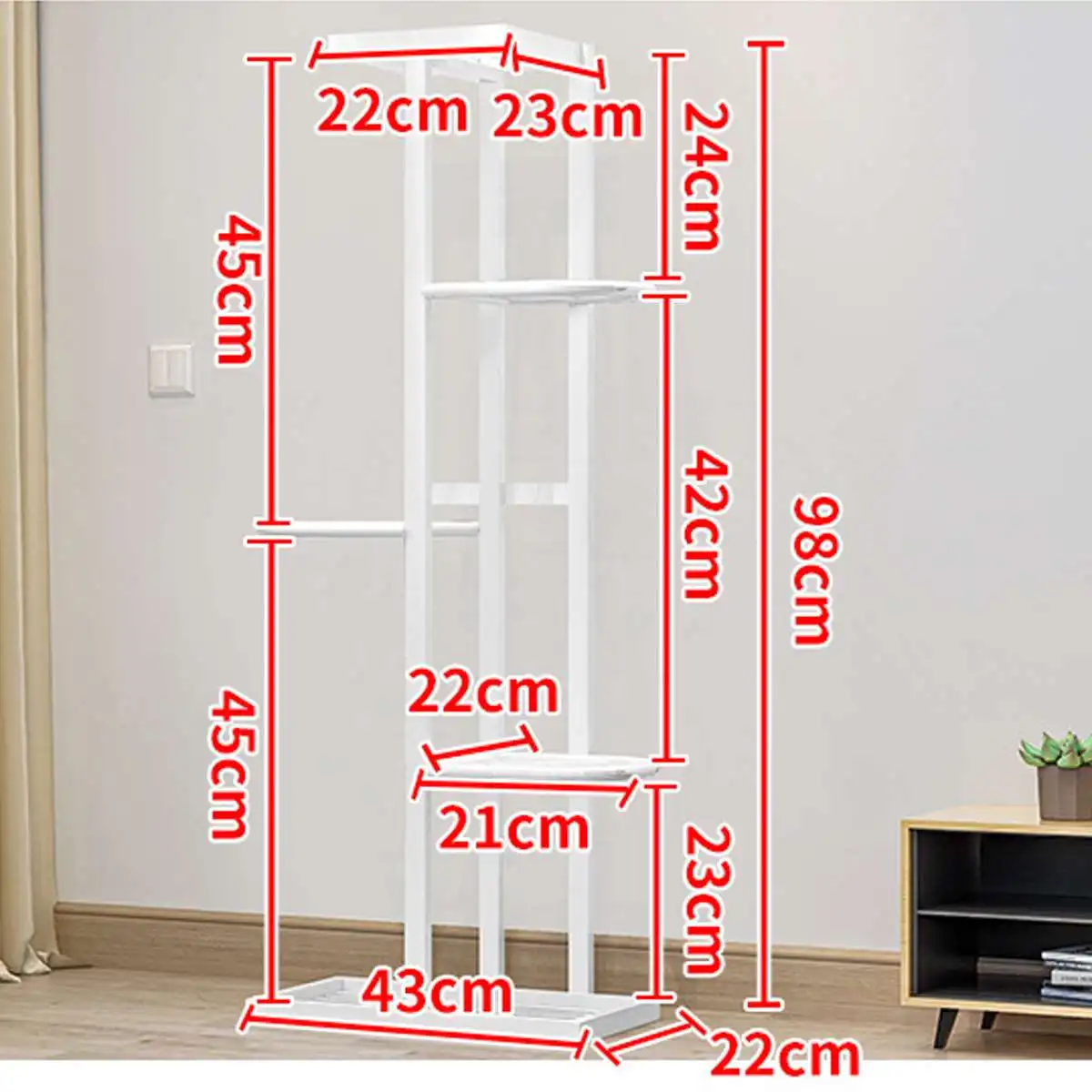 

5 Tiers Iron Craft Bookshelf Plant Rack Display Shelf Home Indoor Outdoor Yard Garden Patio Balcony Flower Stands 43x22x98cm